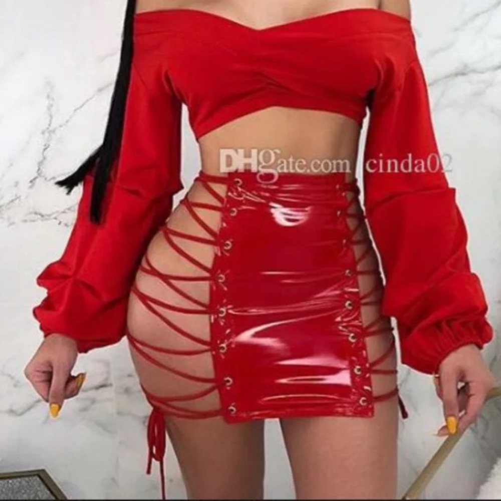 Red laced up skirt